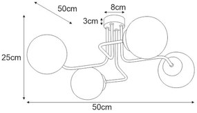 Nowoczesna czteropunktowa lampa sufitowa - S851 Zera