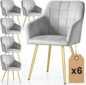 Zestaw 6 szarych krzeseł w stylu glamour Z3-H77