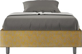 Łóżko wyposażone w stelaż z listwami z pojemnikiem tapicerowane 120x190 tkaniny Era 6 żółty Azelia