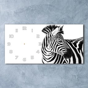 Zegar ścienny szklany cichy Zebra w śniegu