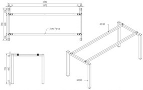Stół METAL 1800 x 800 x 750 mm, szary