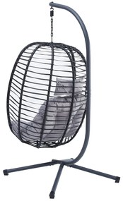 Fotel wiszący Autronic, metal, polirattan, szary,A Z-V1289 GREY