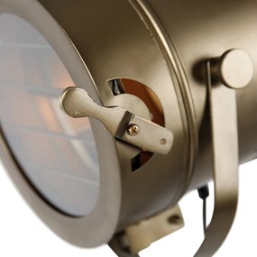 Inteligentna lampa podłogowa trójnóg brązowa z drewnianym reflektorem studyjnym, w tym WiFi A60 - RadientPrzemysłowy Oswietlenie wewnetrzne