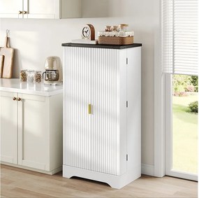 Kredens kuchenny - 60,5 x 40 x 120 cm - z diodami LED + 2 drzwi + regulowane półki - MDF - biały