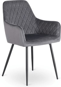 Krzesło Tapicerowane do Jadalni BRESSO Szare Welurowe Nowoczesne Loft