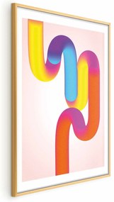 Plakat Tęczowe Rurki 21x30 cm z ramą złotą z marginesem ARTGEIST B