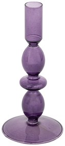 Świecznik szklany purpurowy CRISTAL, 19,5 cm