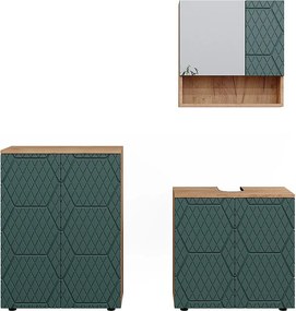 Zestaw mebli łazienkowych zielony/złoty dąb 80x41x58.6 irma