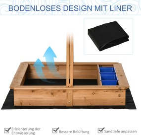 Outsunny Piaskownica drewniana z regulowanym dachem dla dzieci 3-7 lat 107 5x107 5x110 cm żółta | Aosom PL