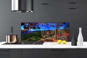 Panel Kuchenny Szczyty Gór W Gęstym Lesie