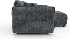 Ciemnoszary narożnik z tkaniny szenilowej (prawostronny/z szezlongiem) Nelia – Ropez