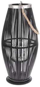 Bambusowy lampion ze szkłem Libre czarny, 40 x 21cm
