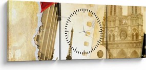Obraz - Wspomnienia z Paryża (z zegarem) (90x30 cm)