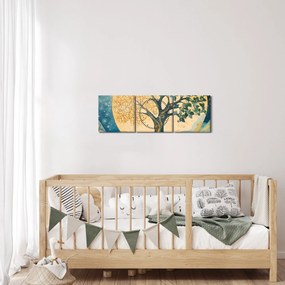 Obraz – Drzewo życia w księżycu (z zegarem) (90x30 cm)