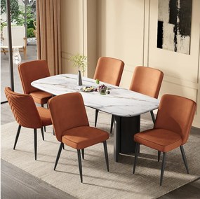 Zestaw 6 krzeseł do jadalni - 63 x 48 x 85 cm - do jadalni/salonu/kawiarni - Styl nowoczesny - aksamit - Kolor rdzawoczerwony