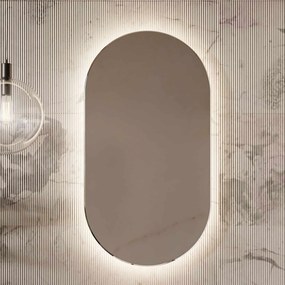 Lustro owalne oszlifowane podświetlane symetryczne bezramowe z sensorem 70 x 130 cm PLATAN LED