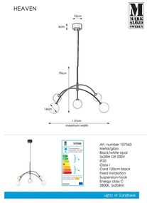 Czarna lampa wisząca Markslöjd Heaven, ø 117 cm