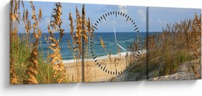 Obraz - Plaża (z zegarem) (90x30 cm)