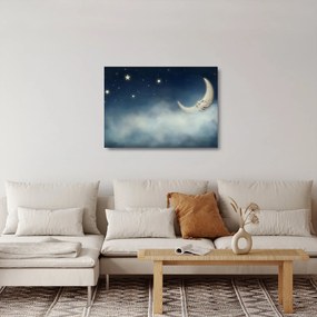 Obraz na szkle - Księżyc z gwiazdami (70x50 cm)