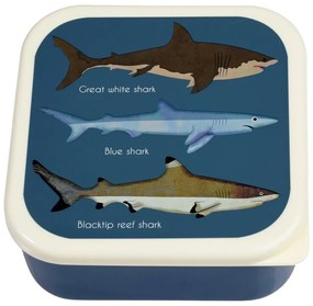 Ciemnoniebieskie pojemniki śniadaniowe dla dzieci 3 szt. Sharks – Rex London