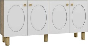 Komoda – 150 cm x 75 cm x 35 cm – Dąb szafirowy i biel – Płyta wiórowa