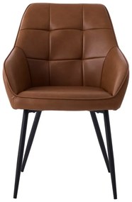 Brązowe krzesła z imitacji skóry z podłokietnikami zestaw 2 szt. Nolan Square – Unique Furniture