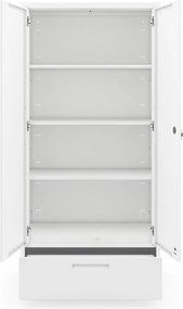 Szafa modułowa metalowa wielofunkcyjna z szufladą biała MEGAN 1850 x 900 x 400 mm