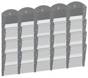 Plastikowy uchwyt ścienny na ulotki - 5x4 A5, szary