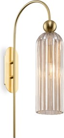 Venesia kinkiet 53 cm ryflowane szkło bursztynowe, elegancki złoty E14