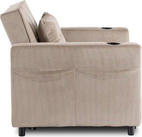 Fotel do Spania SOLOR Rozkładany Amerykanka Beżowy Sztruksowy Skandynawski
