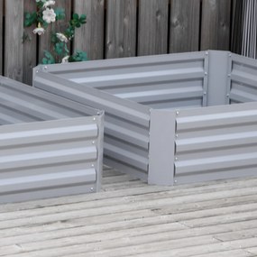 Outsunny Skrzynki na kwiaty 2 sztuki Stalowa rama Otwarte dno Szary 100x100x30cm Dekoracja ogrodu | Aosom PL