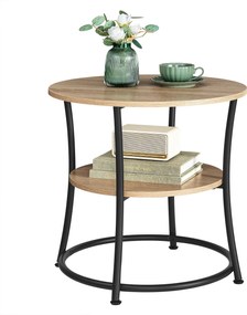 Stolik Kawowy Okrągły z Półką - sonoma - LET056B11