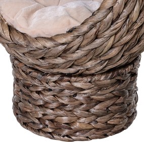 PawHut Kosz dla kota Rattanowe gniazdo dla kota Legowisko dla kota z poduszką Legowisko dla zwierząt domowych szary