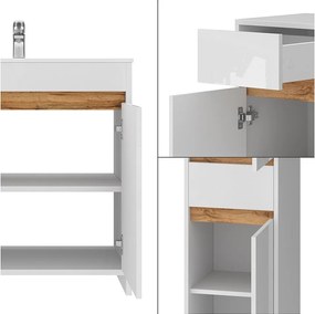 Zestaw mebli łazienkowych biały wysoki połysk 79.8x40x81.9 lemgo