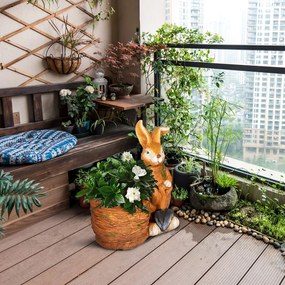 Outsunny Doniczka, zając z wiklinowym koszem, odporny na warunki atmosferyczne, 45x27x50cm, Brązowy