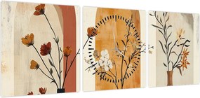 Obraz - Wazony w łukach (z zegarem) (90x30 cm)