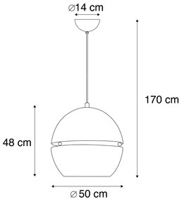 Lampa wisząca w stylu art deco złota 50 cm - Plasterek Retro Oswietlenie wewnetrzne