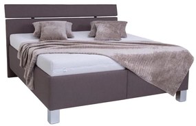 Tapicerowane łóżko ALIS 160 x 200 cm z materacem i pojemnikiem na pościel, brązowe