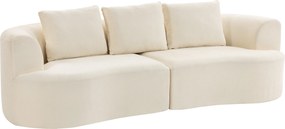 HOMCOM Sofa 3-osobowa, 260 cm sofa chenille z szerokim siedziskiem, sprężyny kieszeniowe, pianka o wysokiej gęstości, 3 poduszki, kremowa biel | Aosom PL