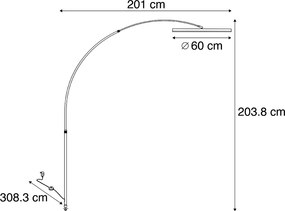 Designerska lampa łukowa podłogowa złota z LED z 3-stopniowym ściemnianiem - Anello