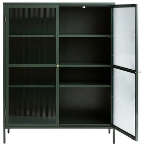 Zielona metalowa witryna Unique Furniture Bronco, wys. 140 cm