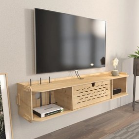 Szafka pod TV w dekorze dębu 116,5x19,5 cm Sima – Kalune Design