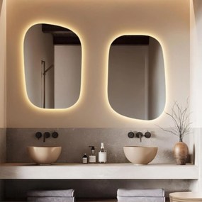 Lustro dekoracyjne o nieregularnym kształcie z podświetleniem ORGANIC Calm LED | Różne rozmiary | Różne kolory : Kolor tafli szkła - Srebrny, Rozmiar - 76 x 111 cm