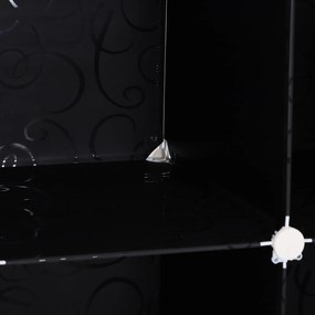 Homcom Szafa na Ubrania Garderoba Półki Wieszak 2+6 Kostek PP Czarny Biały Praktyczna 111x47x145cm | Aosom PL