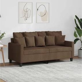 Sofa Dwuosobowa Brązowa 140 cm Tkanina Nowoczesna Wygodna Solidna
