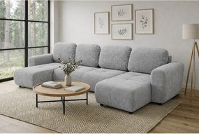 Stylowy narożnik rozkładany BINGO U L 315x146 cm w tkaninie POP 3 jasnoszarej