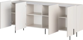 Komoda Malmi 200 cm czterodrzwiowa - kaszmir / crema bianca / czarne nóżki