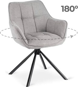 Krzesło Tapicerowane Obrotowe PEONY 2 Szare Nowoczesne Loft