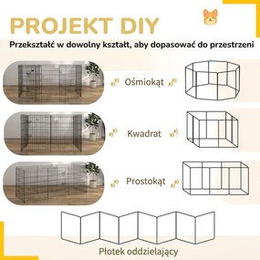 PawHut Wybieg dla zwierząt domowych, zagroda dla szczeniąt i małych psów, z drzwiami, do użytku wewnątrz i na zewnątrz, 76 cm, Czarny