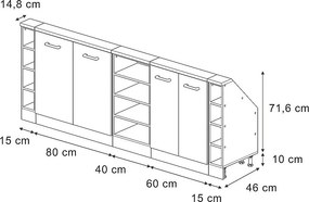 Szafka kuchenna na dach skośny niebiesko-szary 210x46x81.6 r-line
